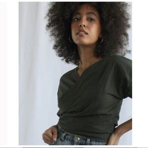 Aurorei linen Yuna top - multi-way,  eucalyptus